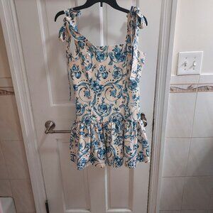 Agua Bendita Blue Floral Joaquina Dress
